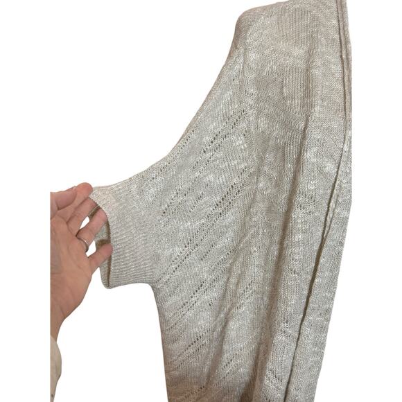 EILEEN FISHER Open Knit Sweater Cardigan Women L Linen Cover Up Flowy Luxury - Picture 3 of 10